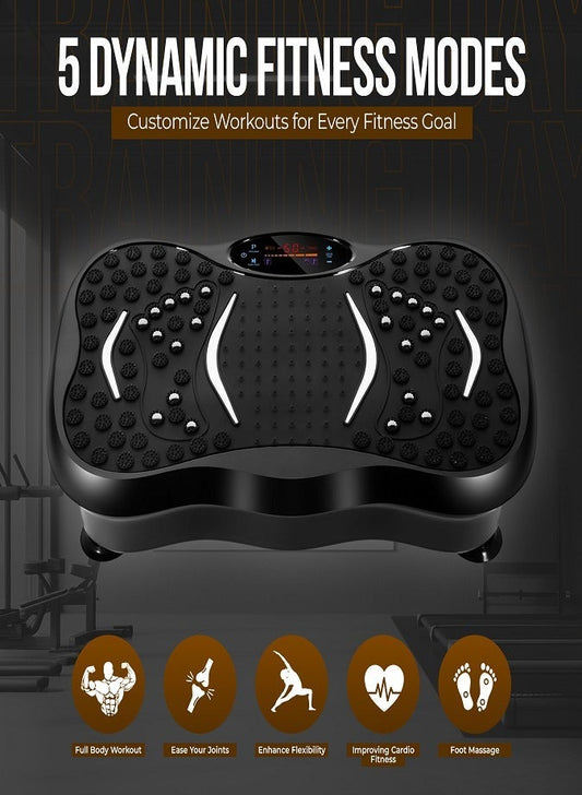 Vibration Plate Exercise Machine with 2 Resistance Bands, Whole Body Vibration Platform